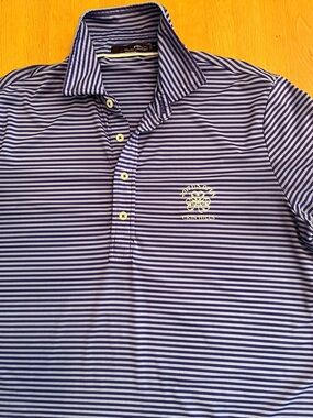 Polo Ralph Lauren RLX Striped Purple Polo Shirt with Embroidered US Open logo